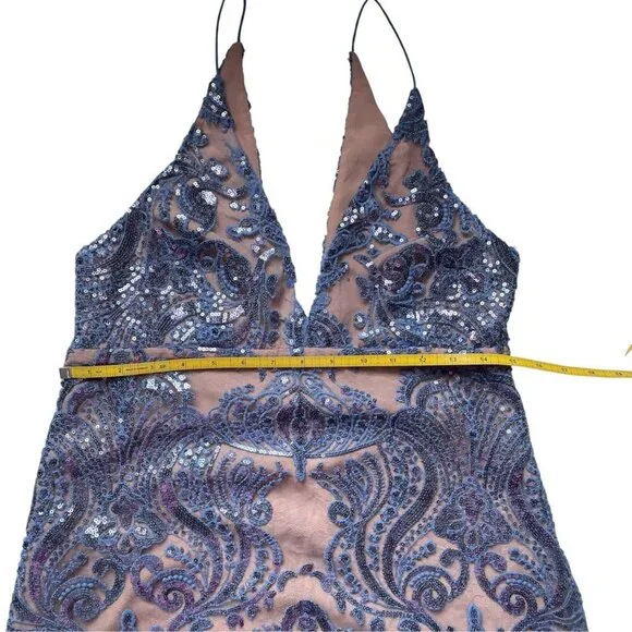NWT Free People Night Shimmers Mini Dress Blue Sequin SZ 10 - Picture 12 of 13